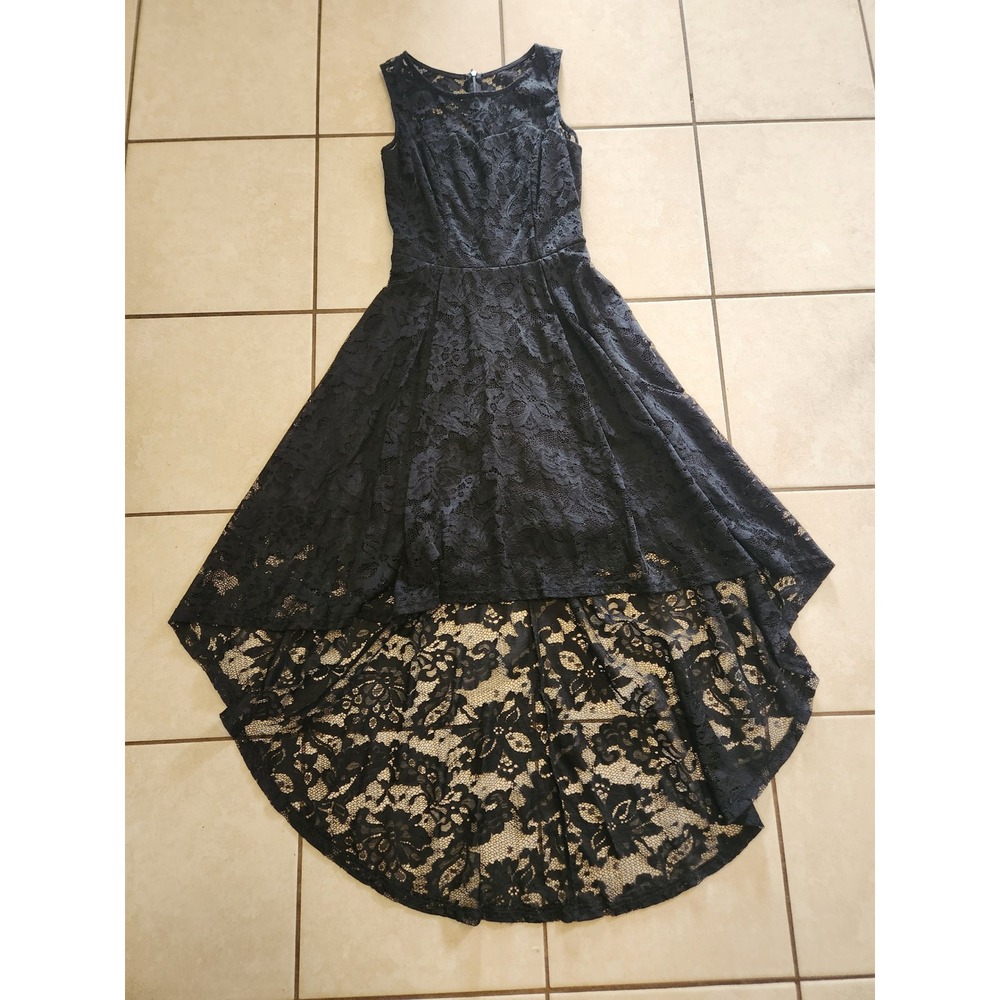 MUADRESS Womens Black Lace High Low Cocktail Dress Sleeveless Size S - Picture 7 of 11
